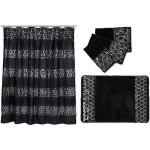 Bundle: 5 Items: Sinatra Shower Curtain, Bath Towel, Hand Towel, Fingertip Towel